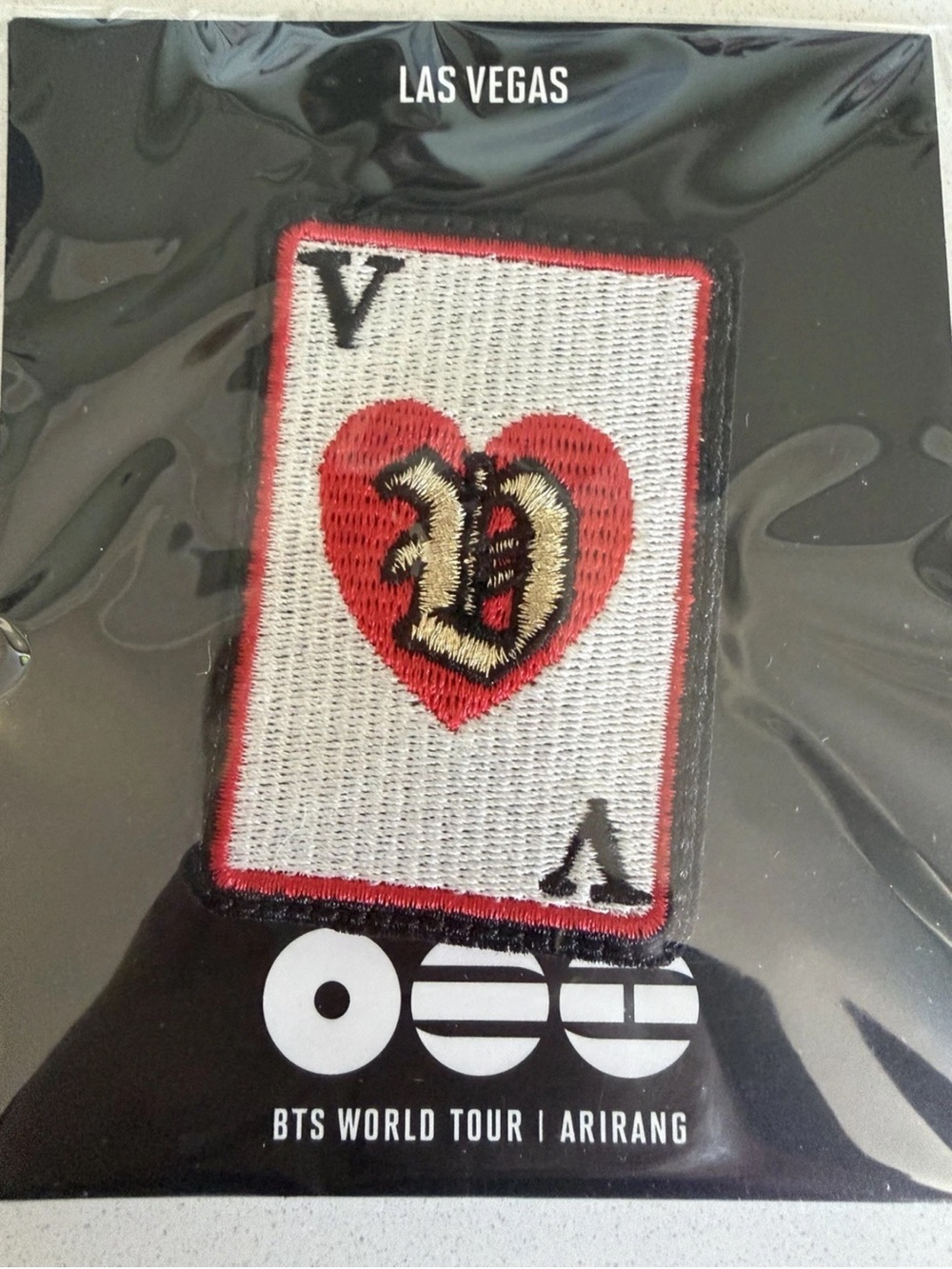 BTS World Tour Arirang Las Vegas Heart Patch - Red & White V